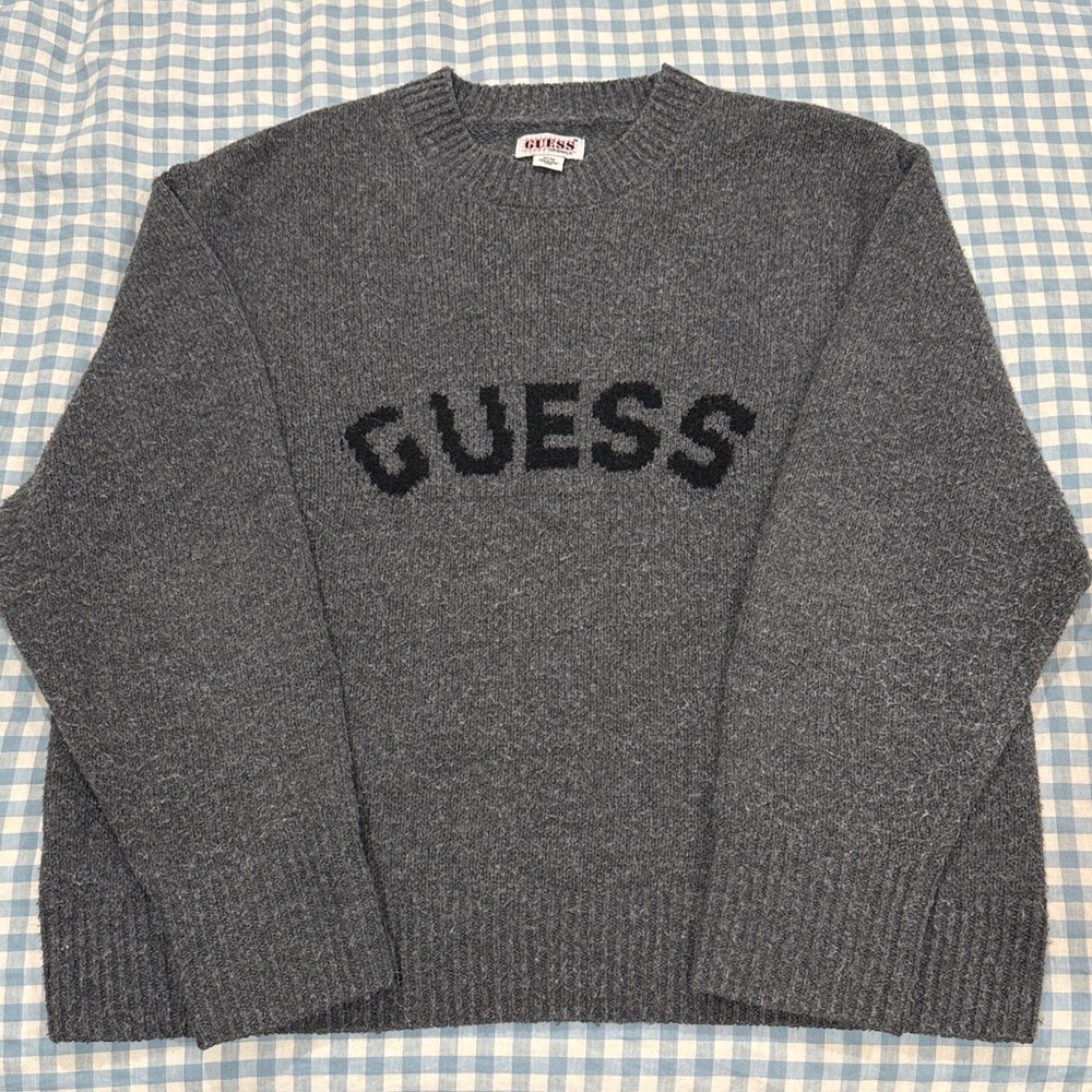 GUESS Originals Logo Crewneck Sweater – Gray, Size M